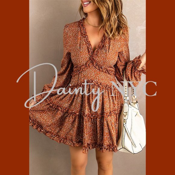 Bubble Sleeve Floral Ruffle Dress Mini - Picture 4 of 11